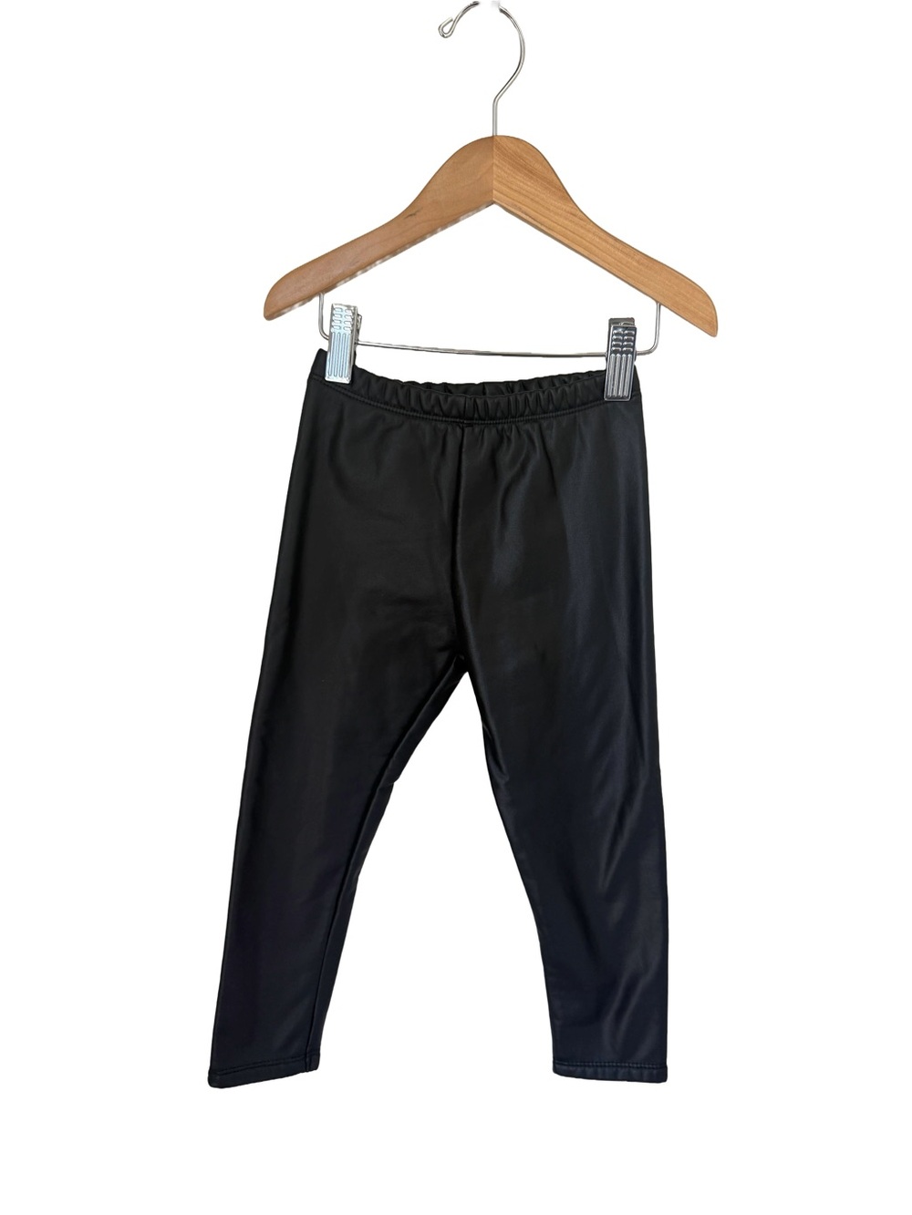 Zara Black Faux Leather Kids Leggings - Size 3/4 years